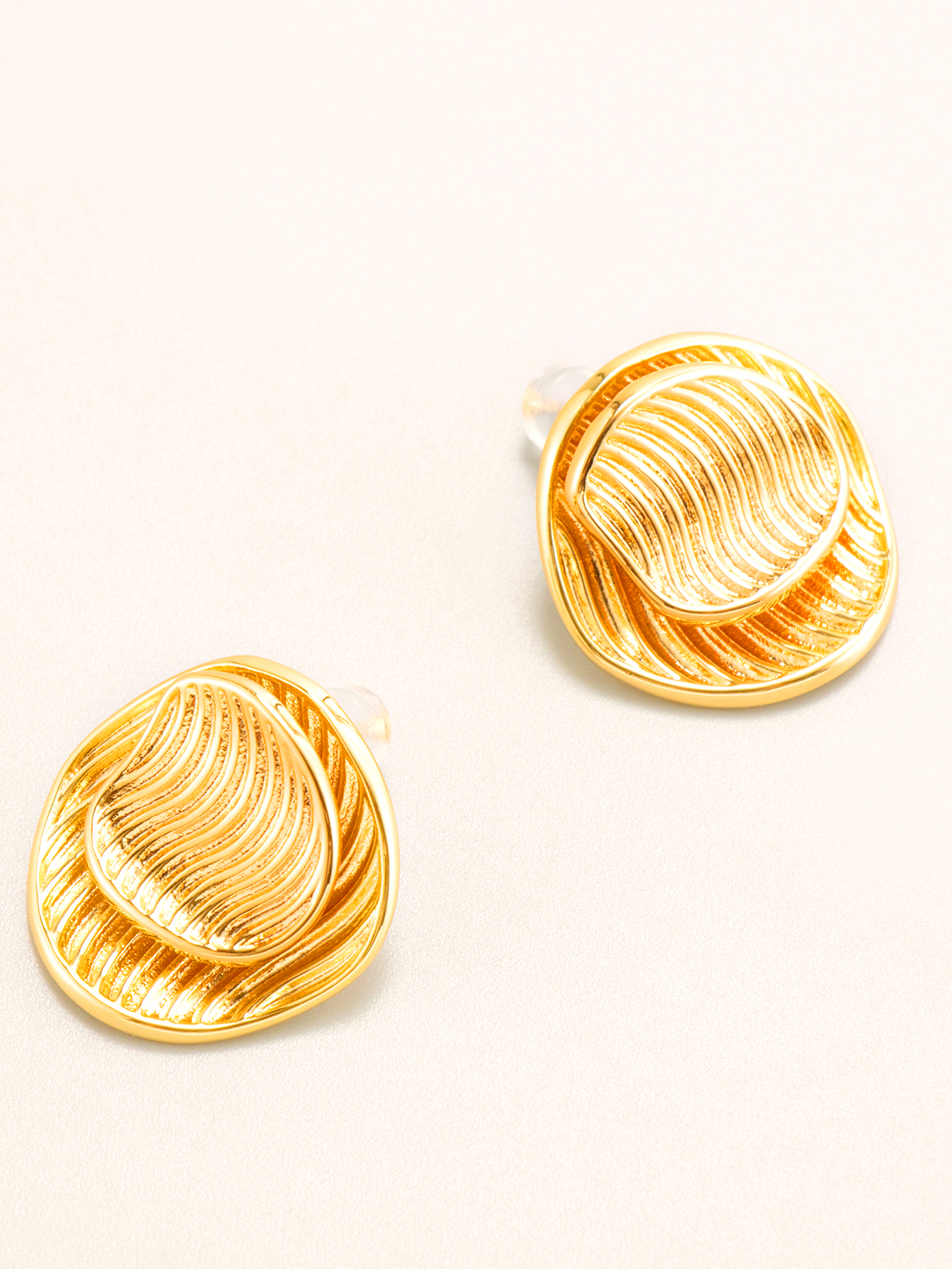 Brass Gold Retro Studs Earrings