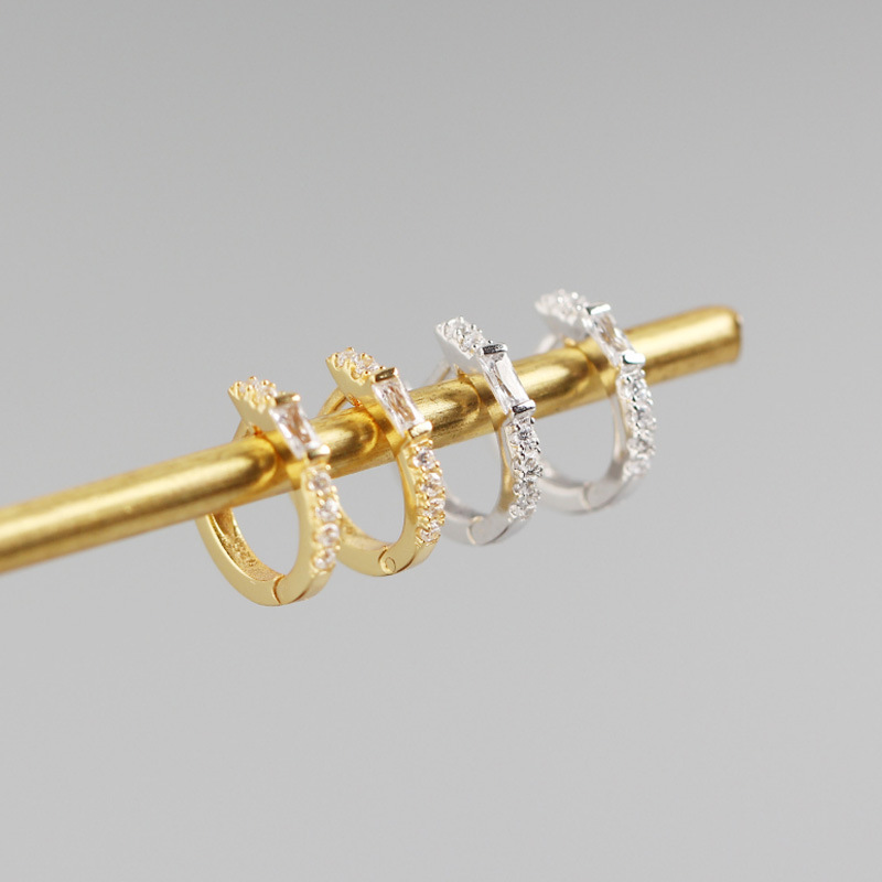 S925 Sterling Silver Baguette Diamond Earrings Fashion Jewelry Zircon Earrings