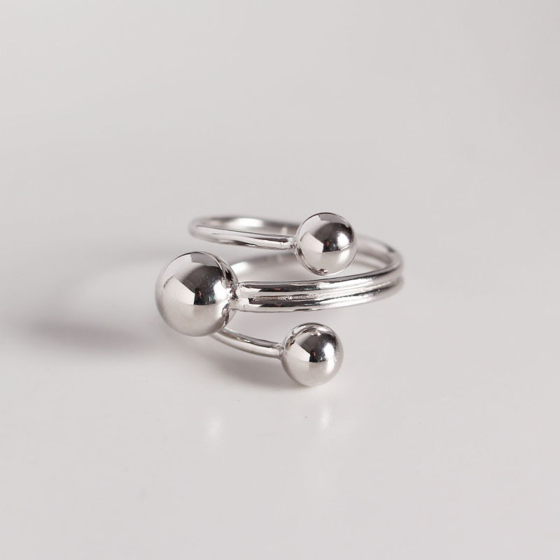 s925 sterling silver minimalist geometric ring ball bead line open ring